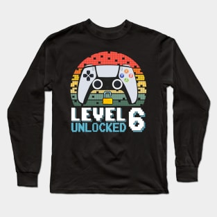 Level 6 Unlocked Vintage Retro Gaming Long Sleeve T-Shirt